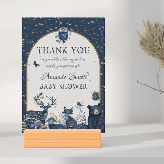 Cartão De Agradecimento Adorável Magalhães Woodland Night Animal Obrigado