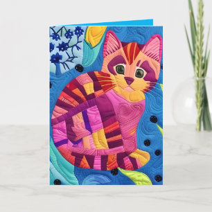 Cartão De Agradecimento Adorável Pequeno Gatinho Quilado Como Design