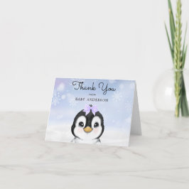Cartão De Agradecimento Adorável Pinguim Pinguim Inverno Obrigado
