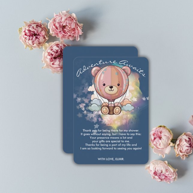 Cartão De Agradecimento Adventure Aguarda o Chá de fraldas de balão de ar  (Criador carregado)