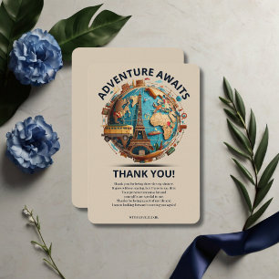 Cartão De Agradecimento Adventure aguarda o Chá de fraldas moderno do glob