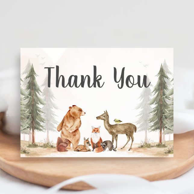 Cartão De Agradecimento Adventure Awaits Woodland Baby Shower (Woodland Baby Shower Thank you Card)