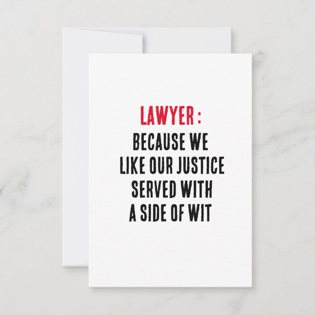 Cartão De Agradecimento Advogado Porque gostamos de nossa justiça servida  (Frente)