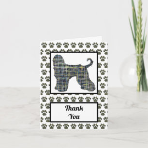 Cartão De Agradecimento Afghan Hound Dog Silhouket Grid Obrigado