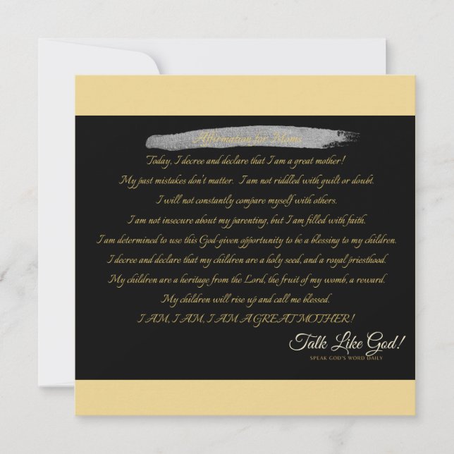 Cartão De Agradecimento Afirmação para Mães - Placa de anotação de solteir (Frente)