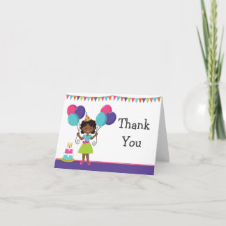 Cartão De Agradecimento African American Girl Birthday Party Thank You