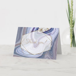 Cartão De Agradecimento Agate Rosa Roxo Marmorizado de Casamento Moderno