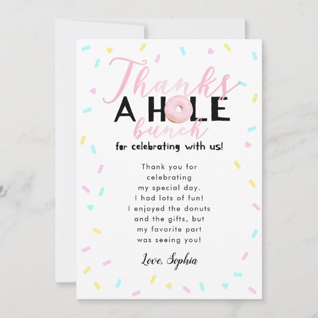 Cartão De Agradecimento Agradece a uma festa de aniversário inteira do (Frente)