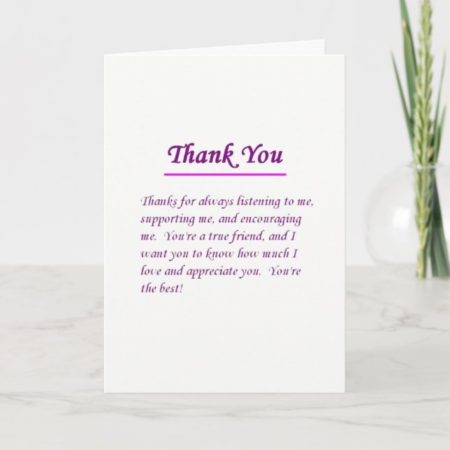 CARTÃO DE AGRADECIMENTO AGRADEÇO A MINHA ***VIDA LONGA E MELHOR AMIGA PARA (Frente)