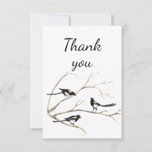 Cartão De Agradecimento Agradeço A Sua Animal De Pássaros De Magpie