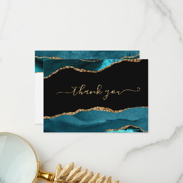 Cartão De Agradecimento Agradeço ao Elegante Agate Glitter (Frente/Verso In Situ)