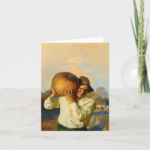 Cartão De Agradecimento Agricultor com abóbora por Newell Convers Wyeth