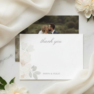 Cartão De Agradecimento Água Colorida Chic Obrigado Foto Casamento Floral 