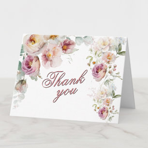 Cartão De Agradecimento Água de Aquarela Floral Qualquer Idade Ocasiao