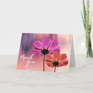 Cartão De Agradecimento Água Floral Agradecida Chic Casamento Feminino