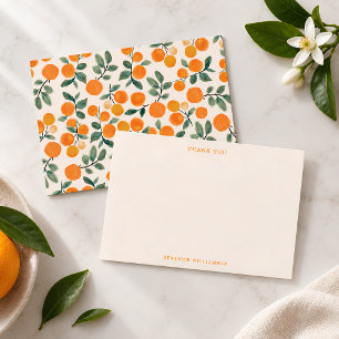 Cartão De Agradecimento Água-forte de Laranja em Aquarela Chic Verão Perso