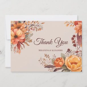 Cartão De Agradecimento Água-forte Floral Rústico Casamento Obrigado