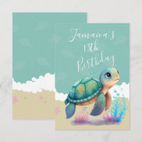 Água-forte Tartaruga Oceano Aniversário Obrigado