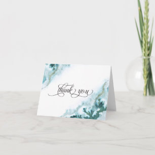 Cartão De Agradecimento Água-marinha Moderna Aquarela Ágata Musgo Noiva De