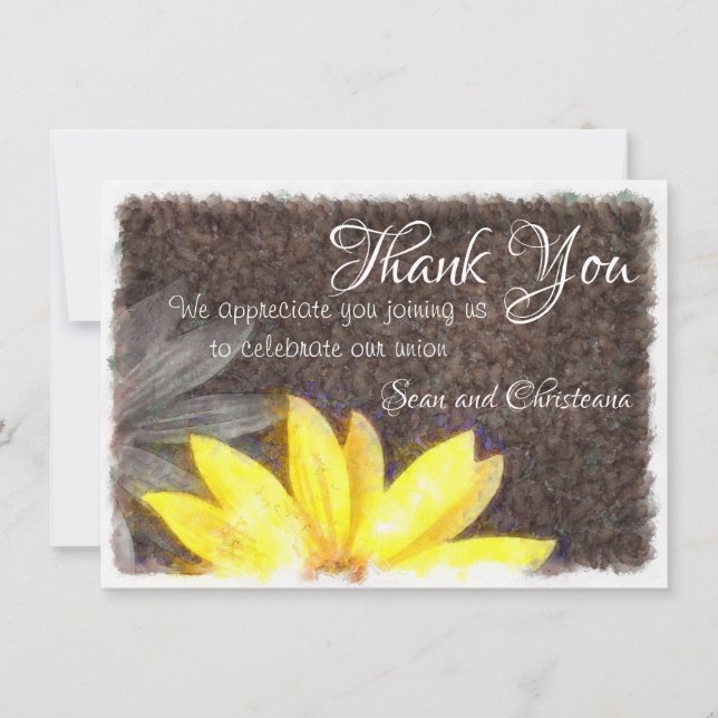 Cartão De Agradecimento Aguarela floral simples da margarida amarela e (Frente)