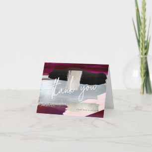 Cartão De Agradecimento Aguarela Moderna, Obrigado Blush Borgonha