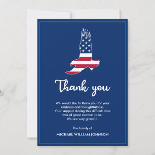 Cartão De Agradecimento Águia Bandeira Americana Exército Militar Funeral