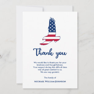 Cartão De Agradecimento Águia Bandeira Americana Exército Veterano Funeral