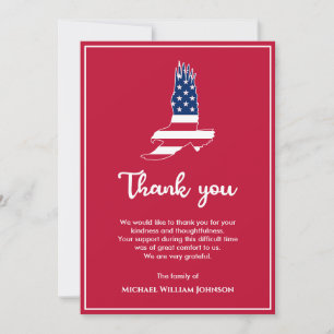 Cartão De Agradecimento Águia Bandeira Americana Veterano Militar Funeral 