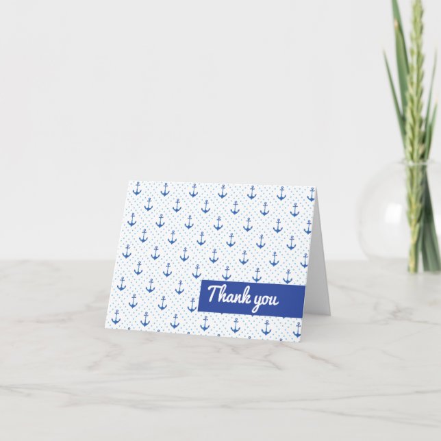 Cartão De Agradecimento Ahoy, é um Chá de fraldas de Rapaz, obrigado (Frente)