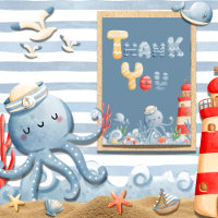Ahoy É um Chá de fraldas Náutico Azul