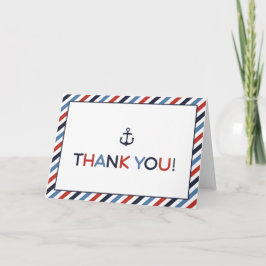 Cartão De Agradecimento Ahoy, é um Chá de fraldas náutico, obrigado