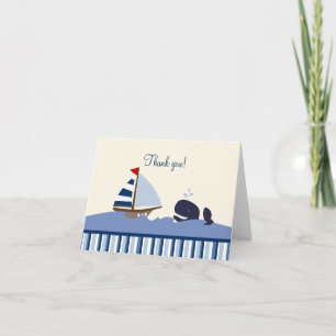 Cartão De Agradecimento Ahoy Mate Whale (Blue) Thank you Notes