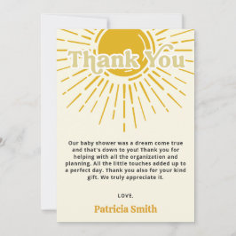 Cartão De Agradecimento Aí vem o filho do chá de fraldas do menino retrô