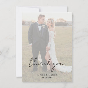 Cartão De Agradecimento Aimee Rustic Script Modern Wedding