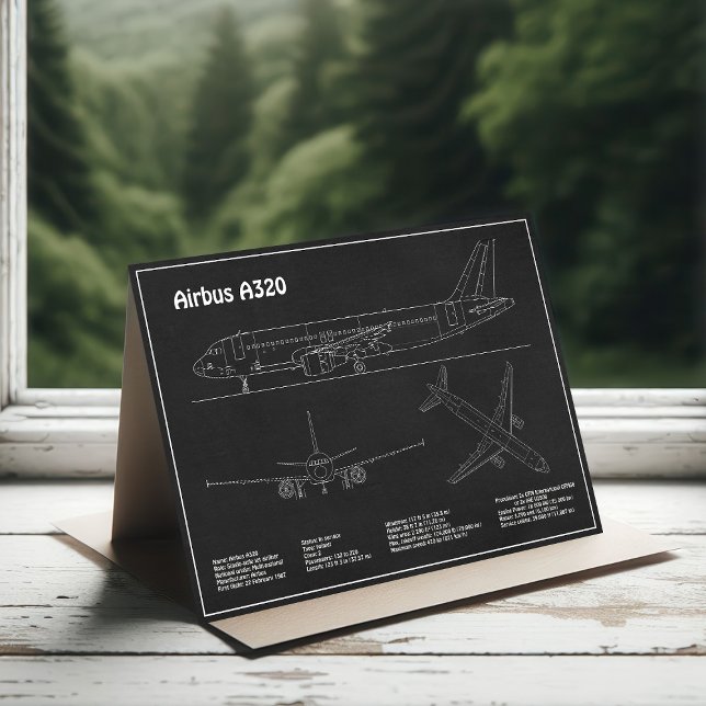 Cartão De Agradecimento Airbus A320 - Planos de desenho de avião em projet (Criador carregado)