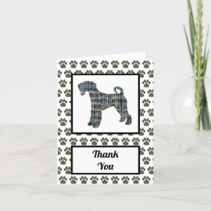 Cartão De Agradecimento Airedale Terrier Dog Silhouket Grid Obrigado