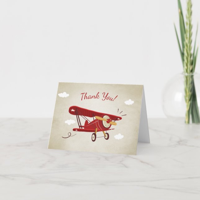 Cartão De Agradecimento Airplane Baby shower Thank you card Adventure (Frente)