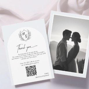 Cartão De Agradecimento Álbum de fotos do código QR do casamento com monog