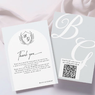 Cartão De Agradecimento Álbum de fotos do código QR do casamento com monog