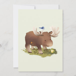 Cartão De Agradecimento Alce • Ilustração de Animal Rústico da Floresta Si