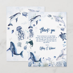 Cartão De Agradecimento Alerta! É um Menino, Debaixo do Mar Chá de Bebê Ma