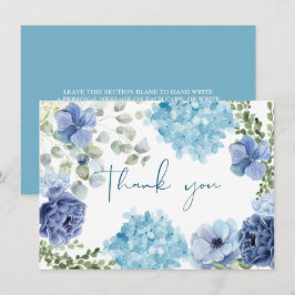 Cartão De Agradecimento Algo azul antes do chá de bebê de hortênsias