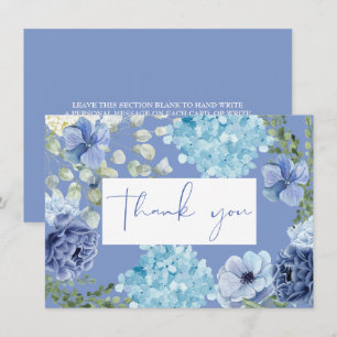 Cartão De Agradecimento Algo azul antes do chuveiro de noiva de hortênsias