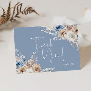 Cartão De Agradecimento Algo Azul Floral Chá de Noiva Personalizado