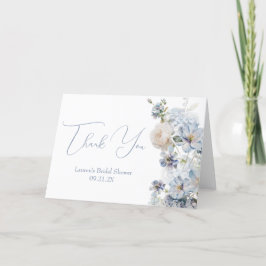 Cartão De Agradecimento Algo Chá de panela Floral Azul