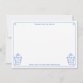 Cartão De Agradecimento Alguma Coisa Azul Jarrão de Gengibre em Aquarela C