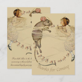 Cartão De Agradecimento Alice in Wonderland Rabbit Mouse