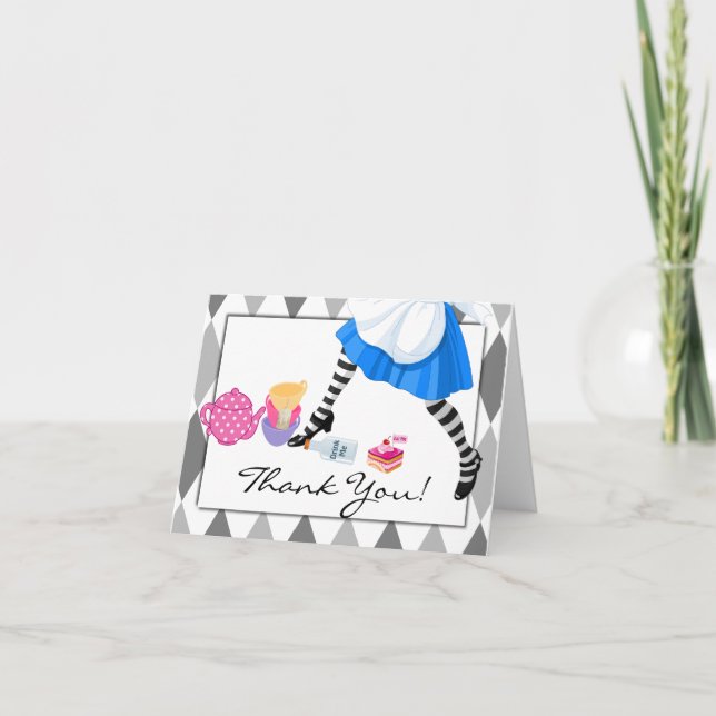Cartão De Agradecimento Alice in Wonderland Thank You Card (Frente)