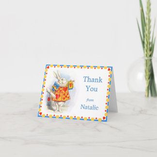 Cartão De Agradecimento Alice in Wonderland White Rabbit Custom Thank You