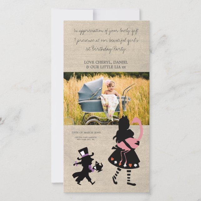 Cartão De Agradecimento Alice no obrigado do país das maravilhas você (Frente)